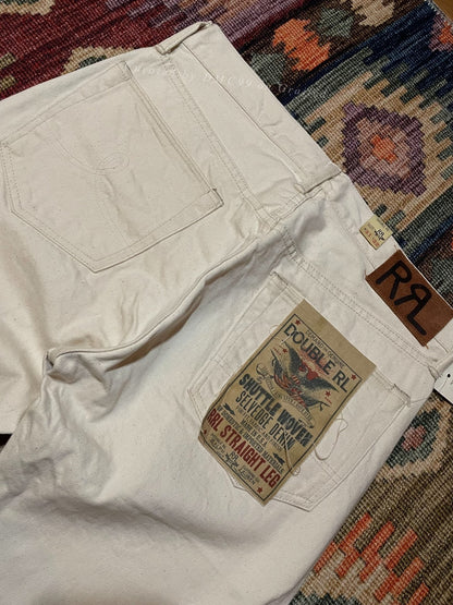 RRL Japanese Cotton Straight Leg White Jeans