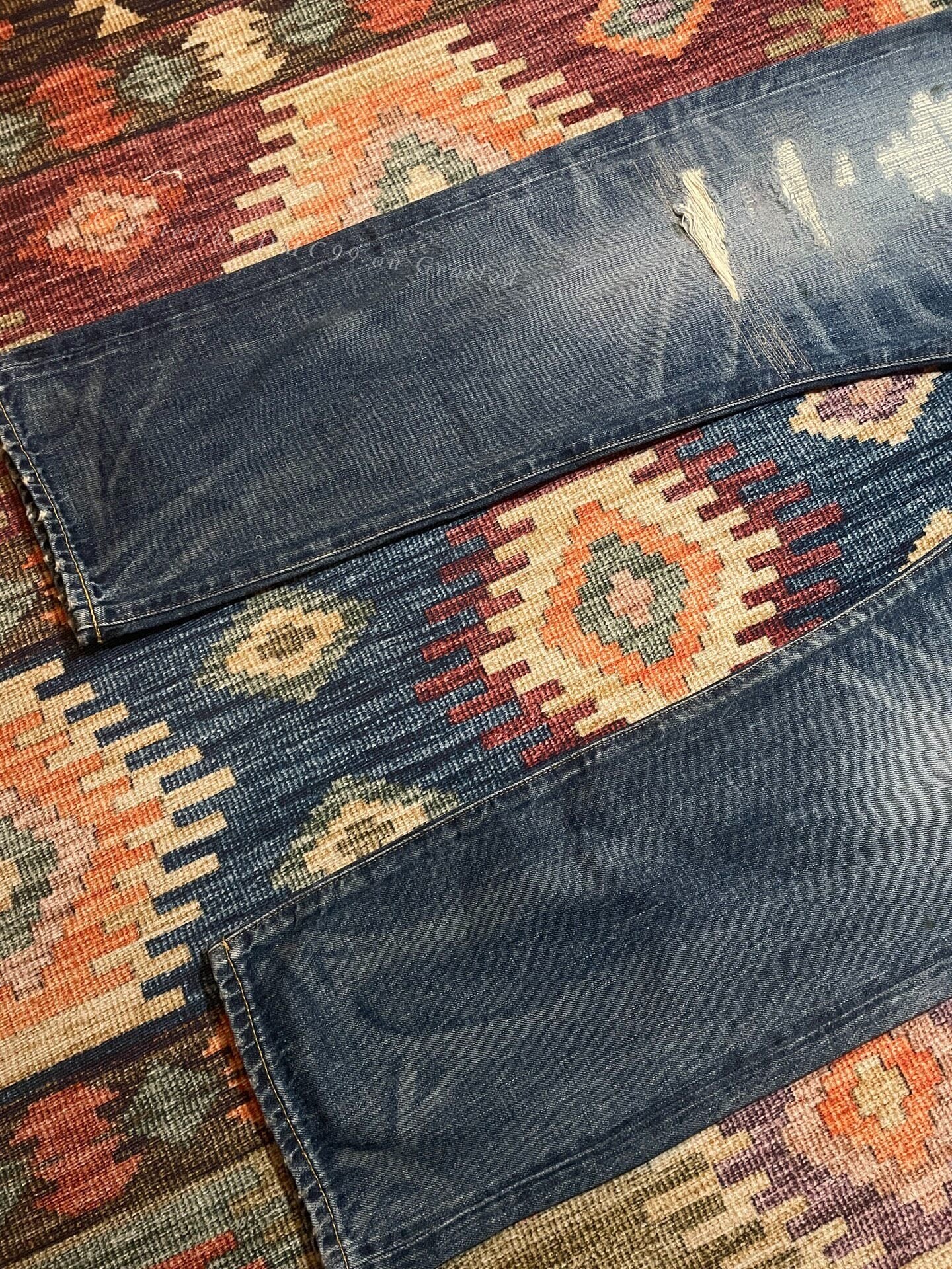 RRL 2015 Depp Style US Distressed Patched Jeans