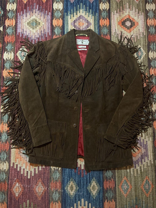 RRL Western Fringe Leather Blazer