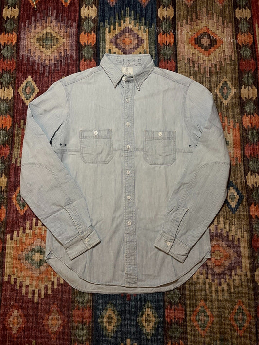 RRL Vintage White Gray Stripe Work Shirt