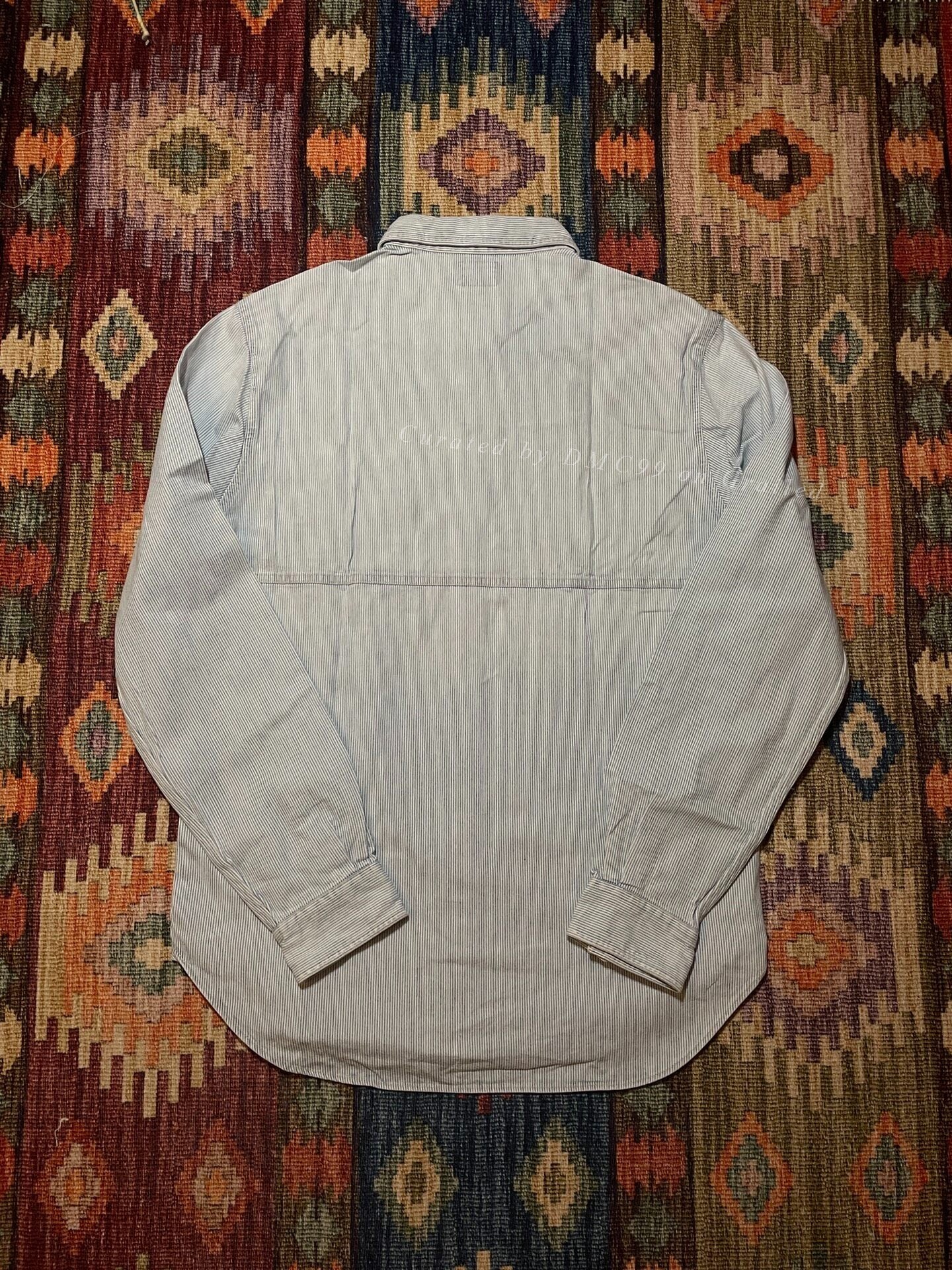 RRL Vintage White Gray Stripe Work Shirt