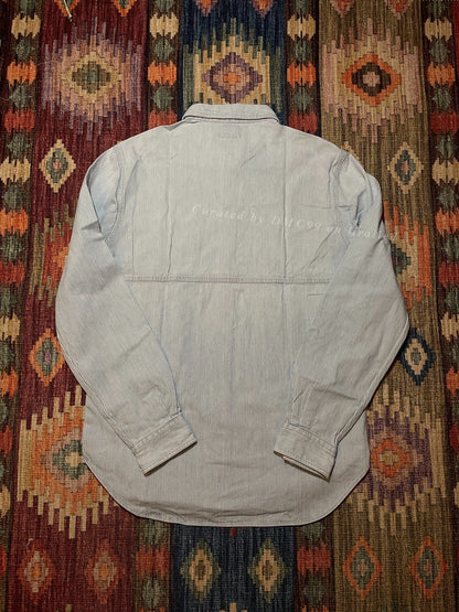 RRL Vintage White Gray Stripe Work Shirt