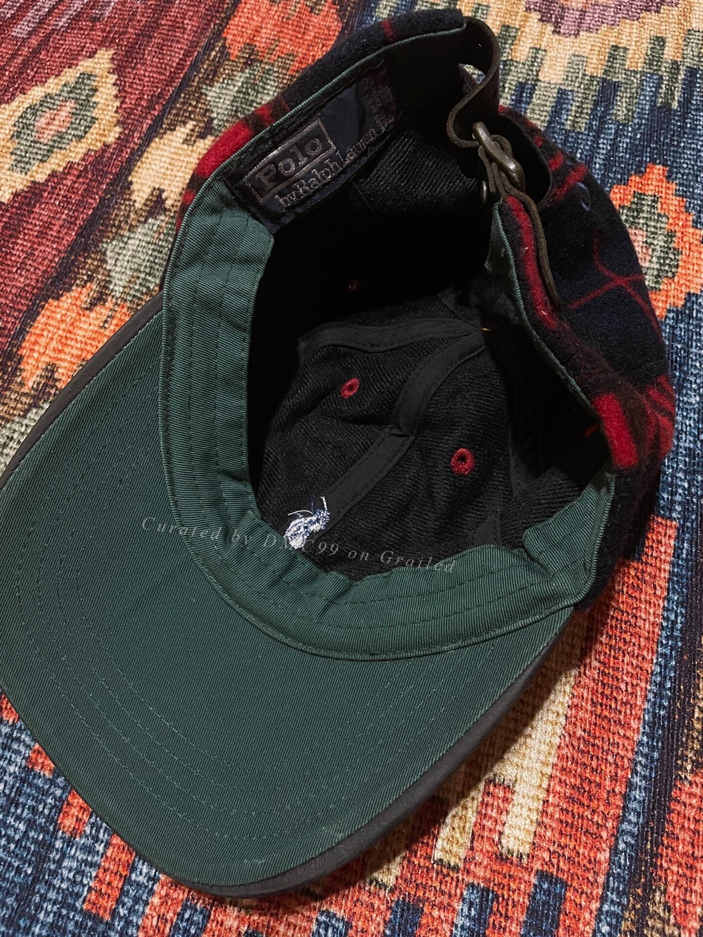 Polo Ralph Lauren Plaid Wool Leather Brim Cap