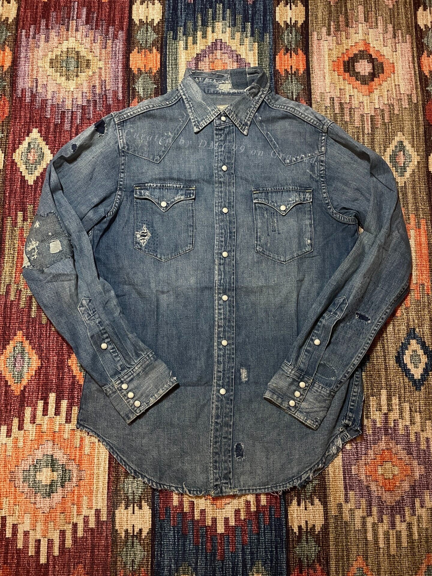Ralph Lauren Distressed Patch Western Denim Shirt