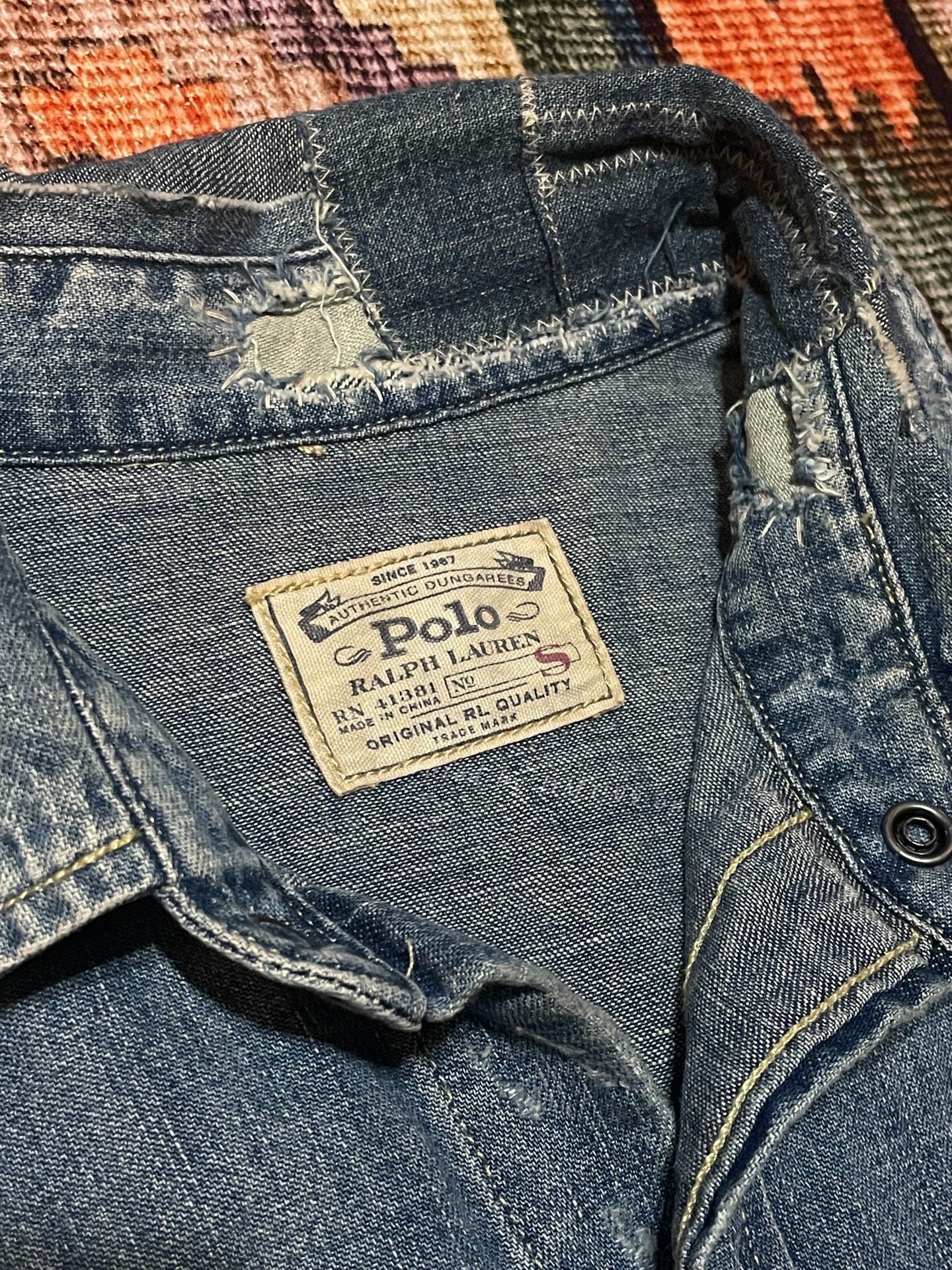 Ralph Lauren Distressed Patch Western Denim Shirt