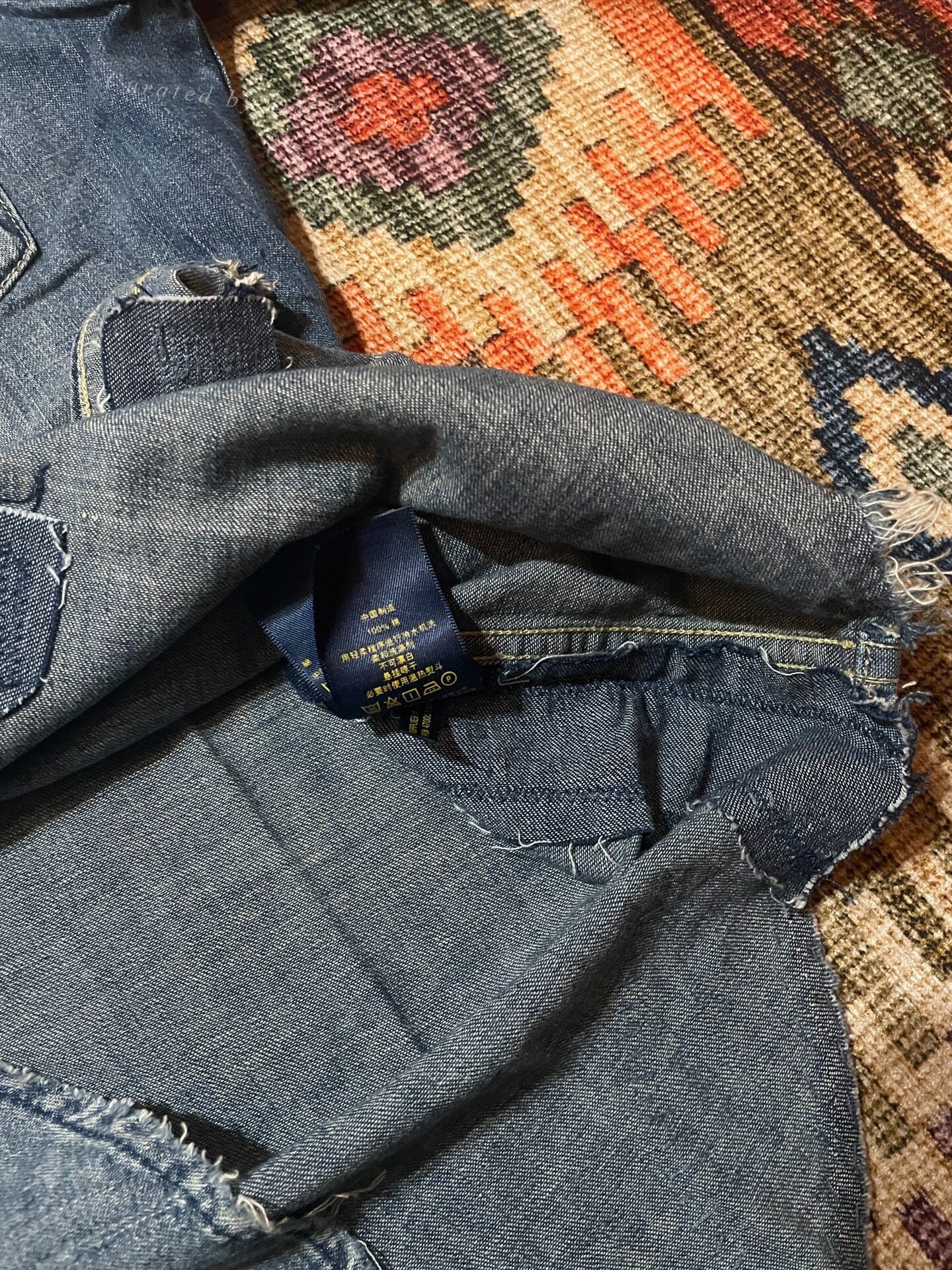 Ralph Lauren Distressed Patch Western Denim Shirt