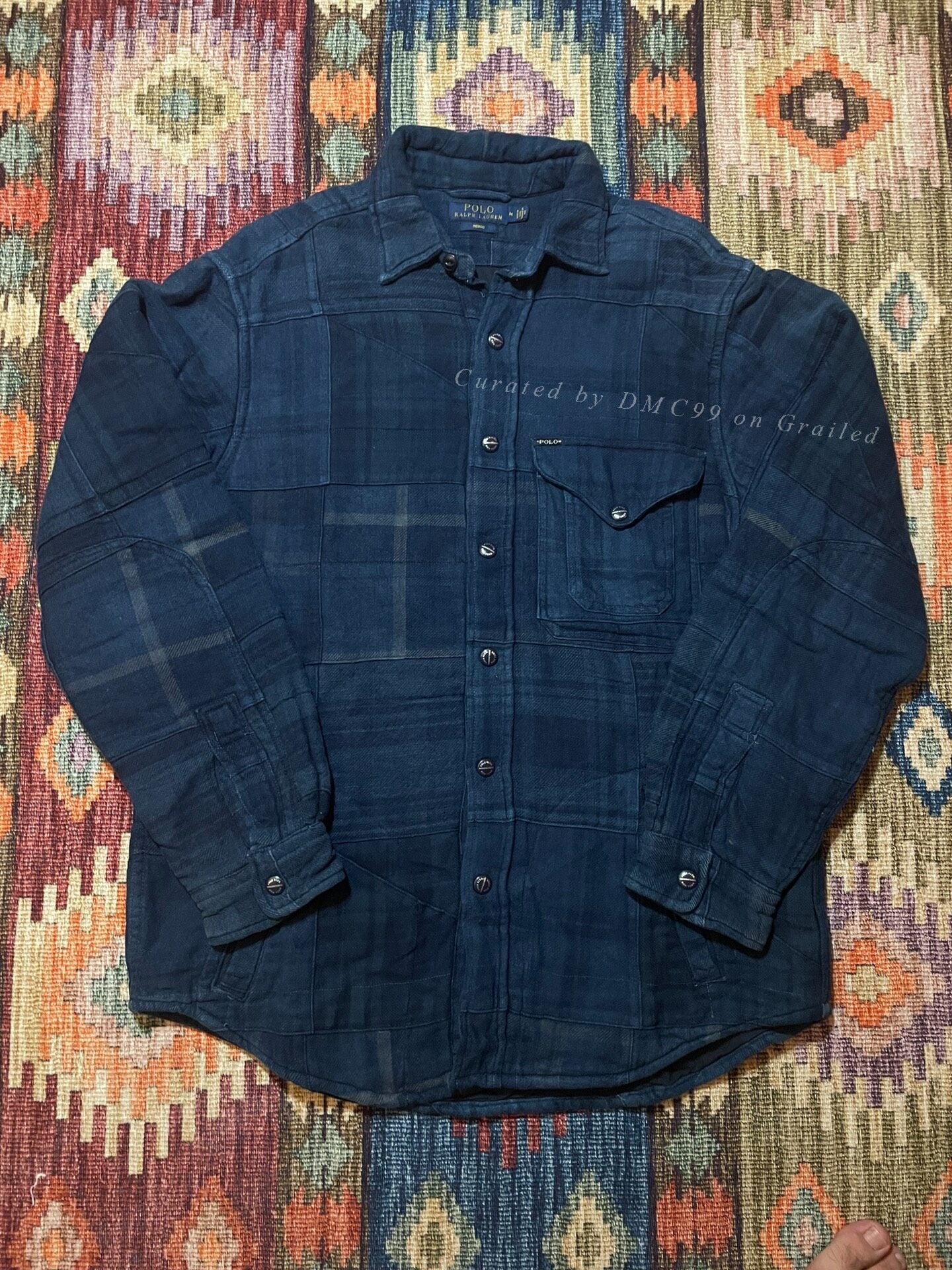 Ralph Lauren Indigo Patchwork Thick Coat