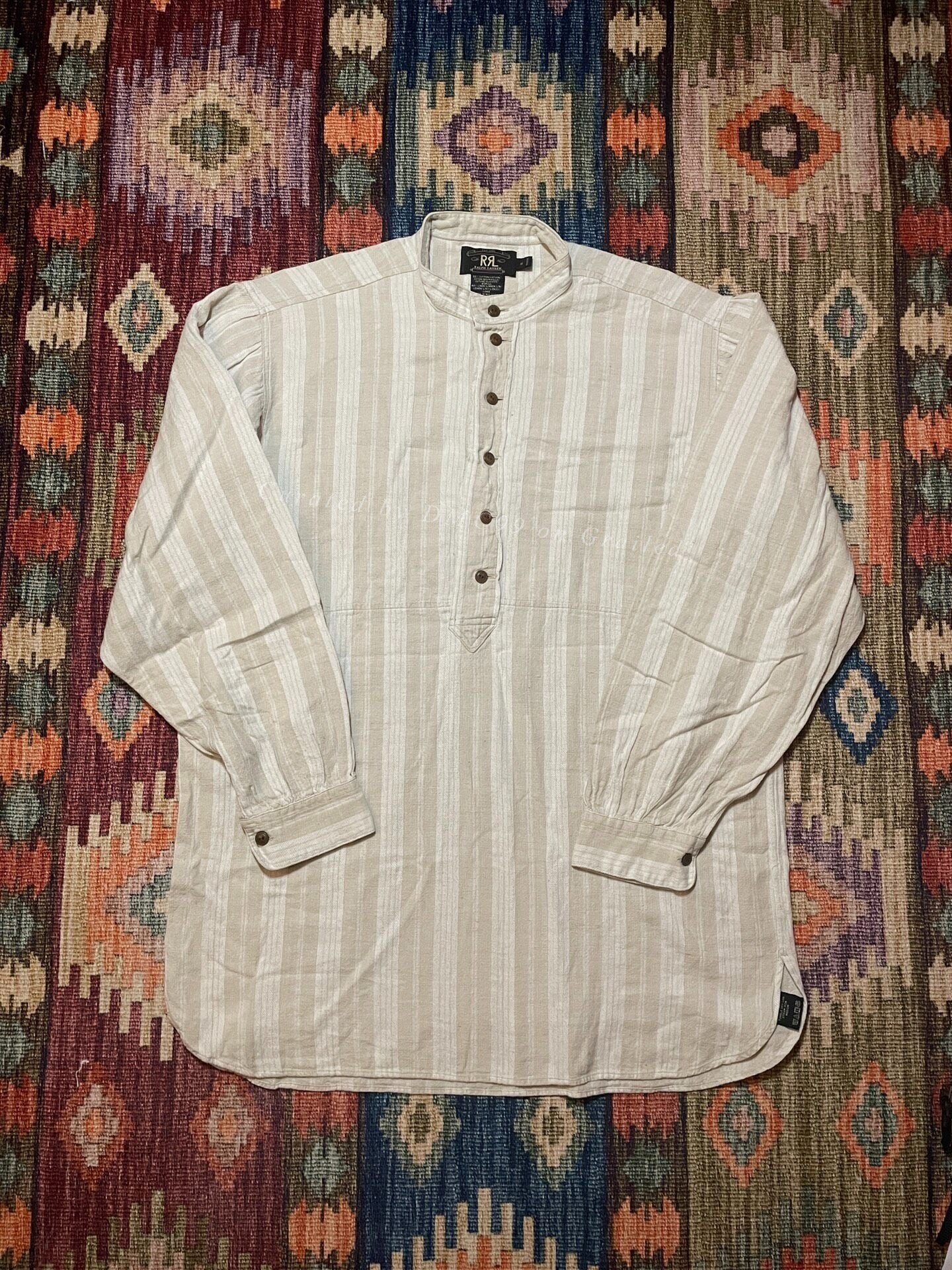 RRL Vintage Striped Beige Henley Shirt