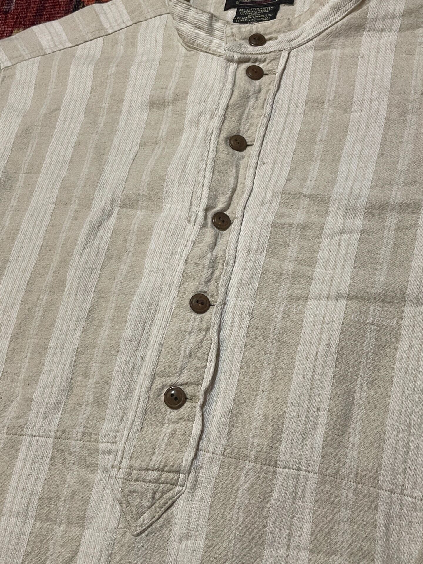 RRL Vintage Striped Beige Henley Shirt