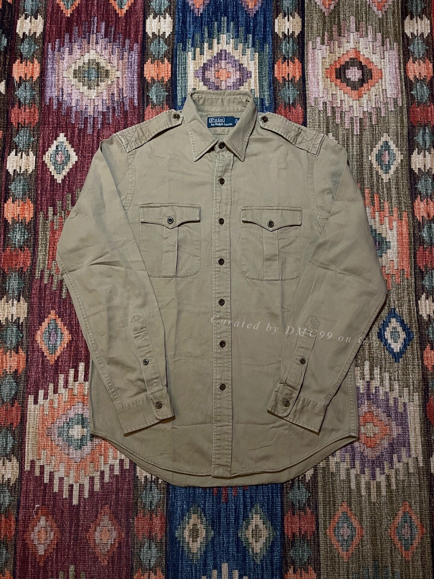 RALPH LAUREN Khaki Puppy Print Military Shirt