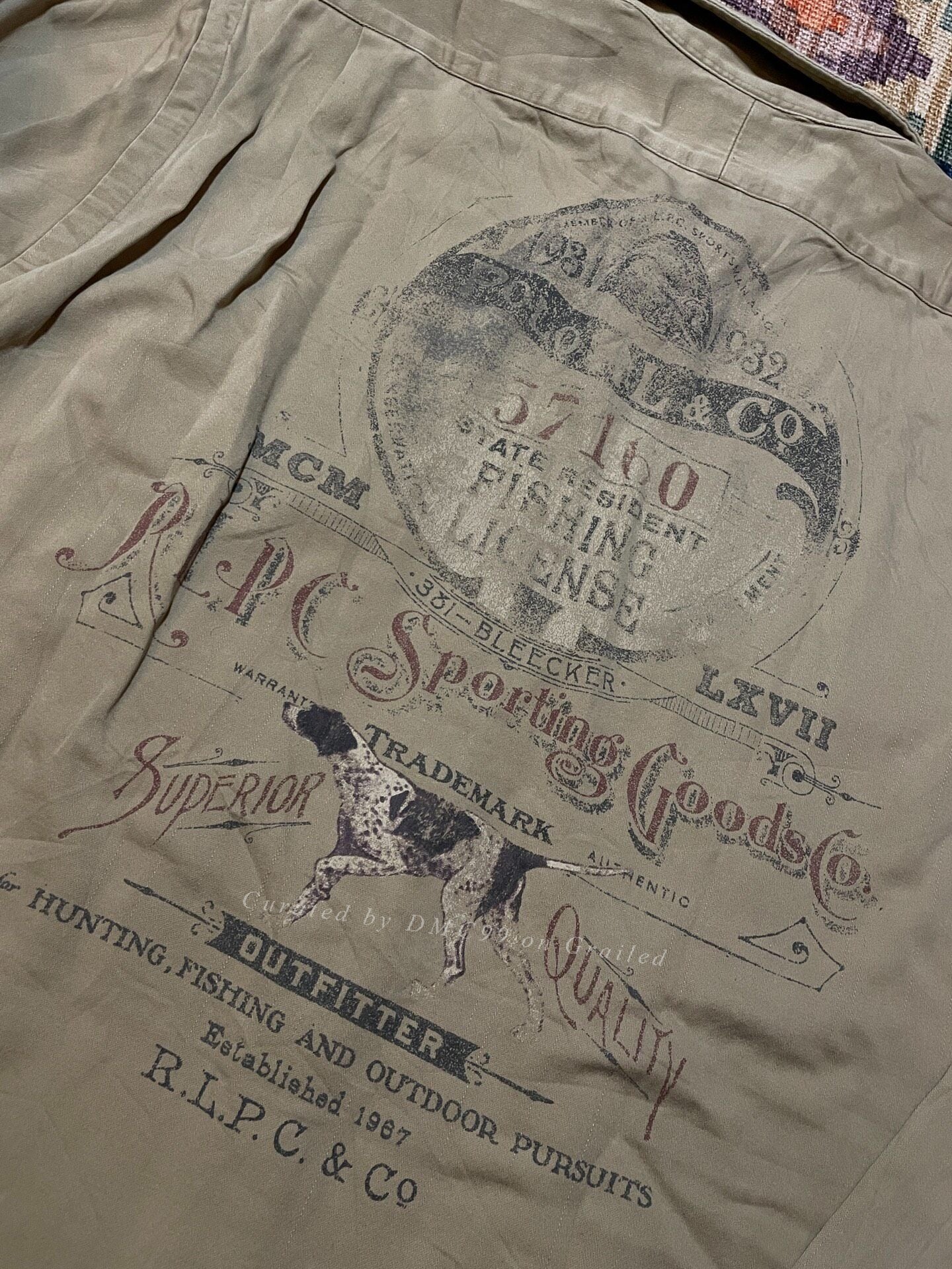 RALPH LAUREN Khaki Puppy Print Military Shirt