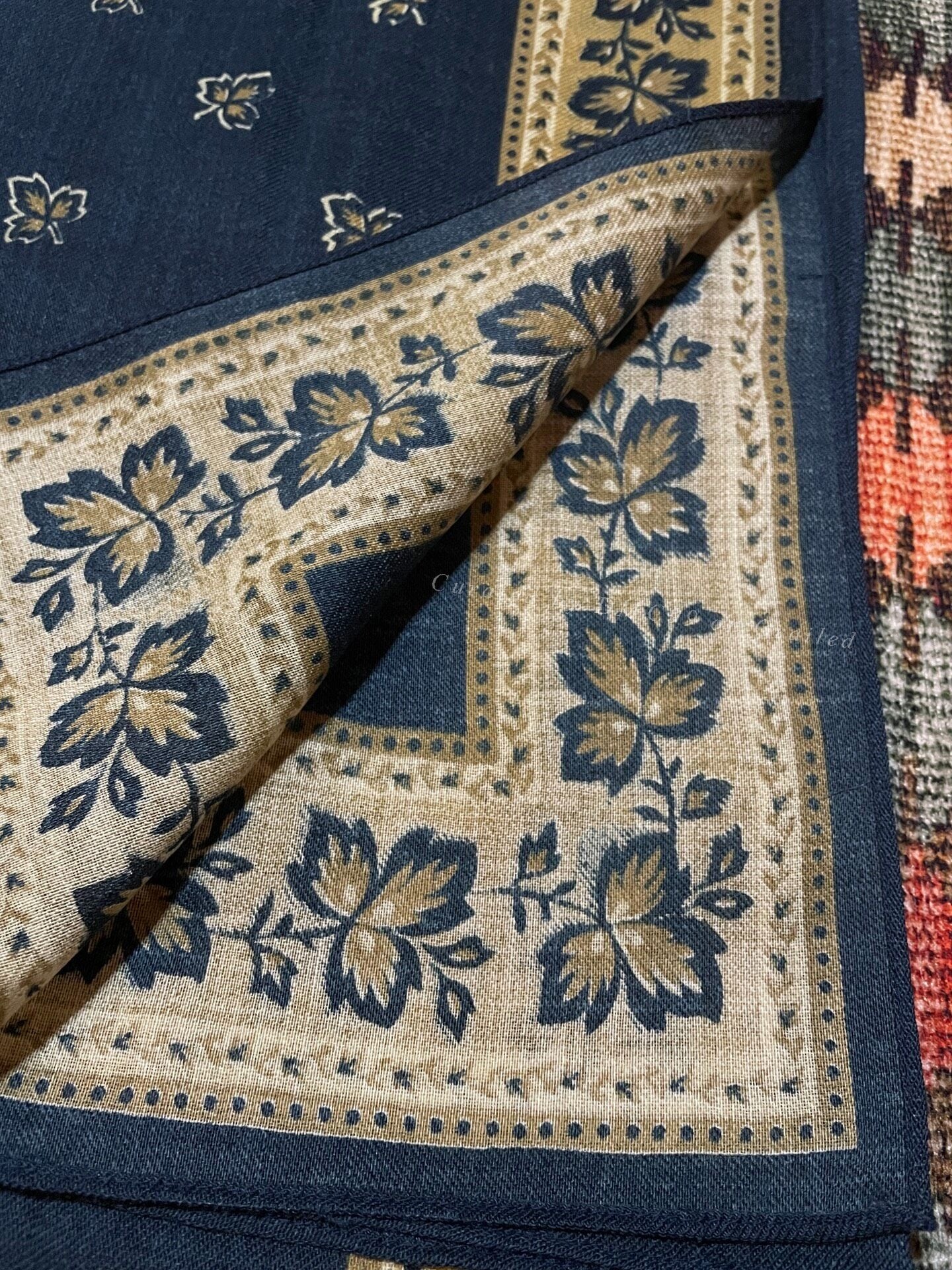 RRL Indigo Dyed Maple Leaf Scarf