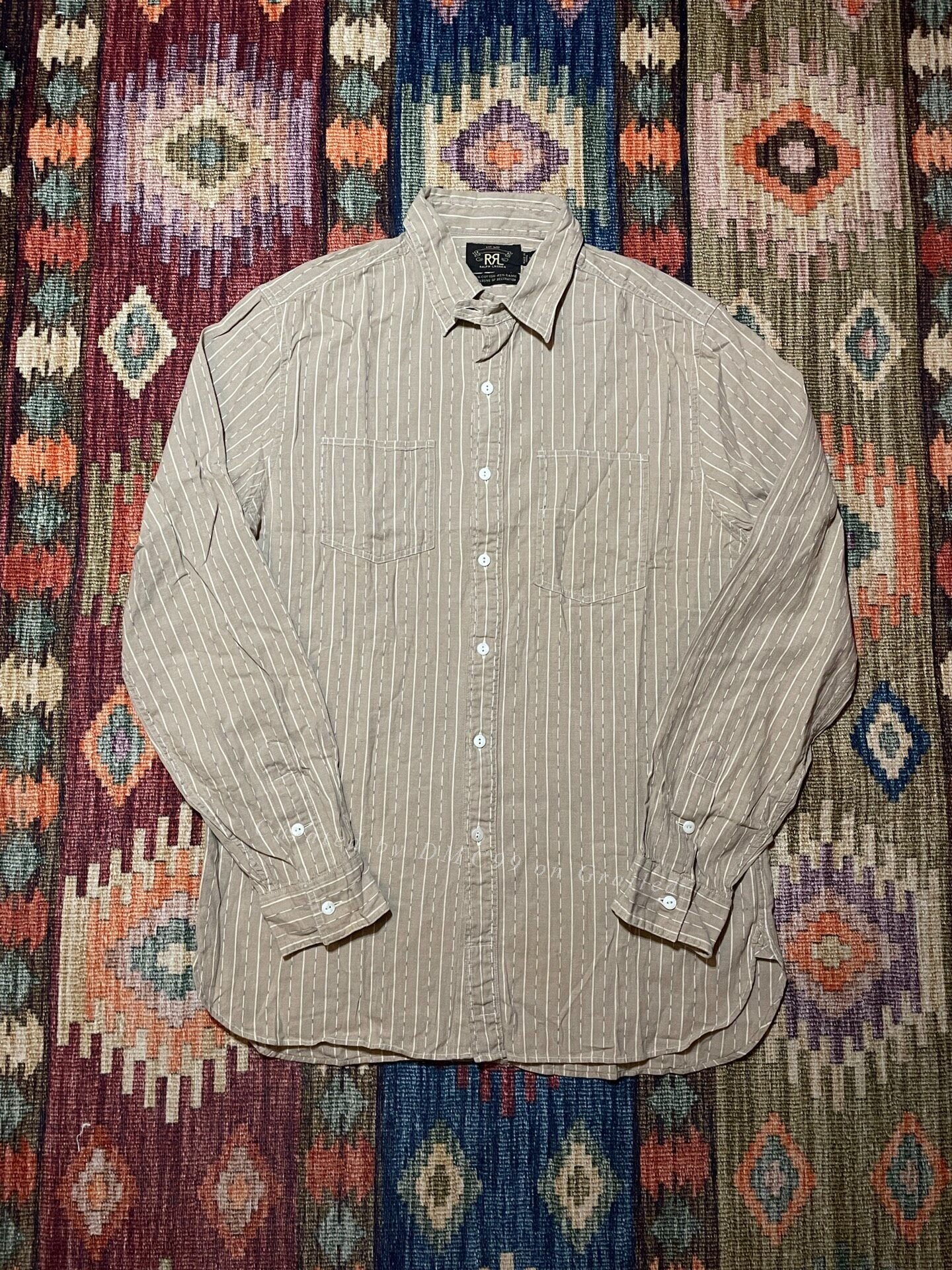 RRL Beige Striped Old Style Shirt