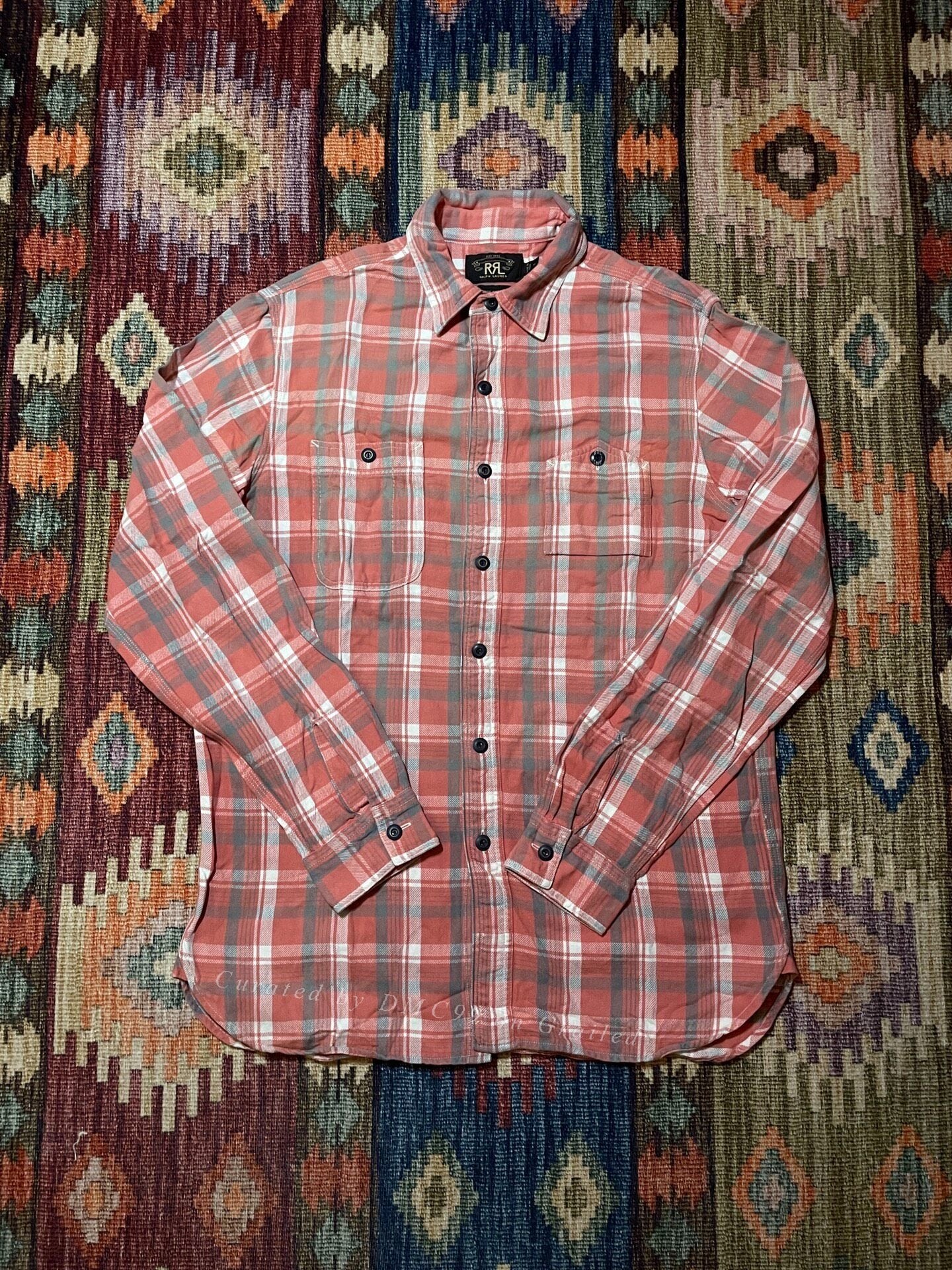 RRL Vintage Pink Striped Work Shirt M