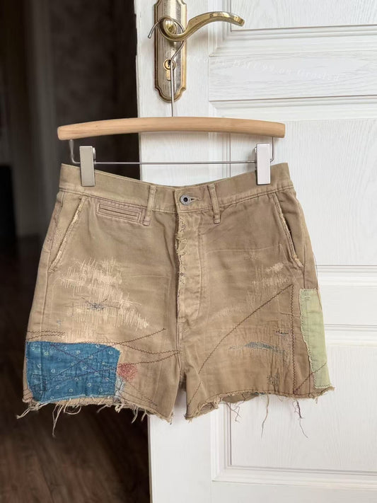Kapital Vintage Fabric Patchwork Casual Shorts