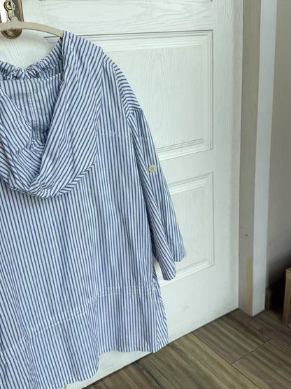 Kapital Navy Stripe Shirt Sweatshirt