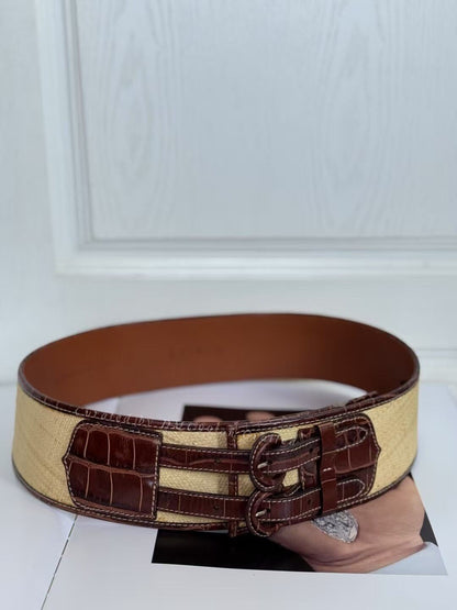 Ralph Lauren Western Straw Leather Belt
