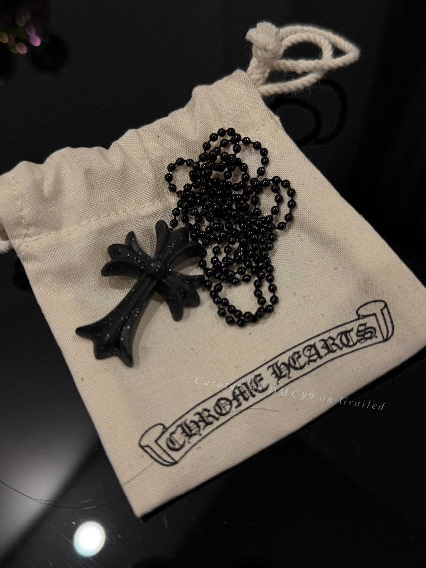 Chrome Hearts Obsidian Cross Necklace