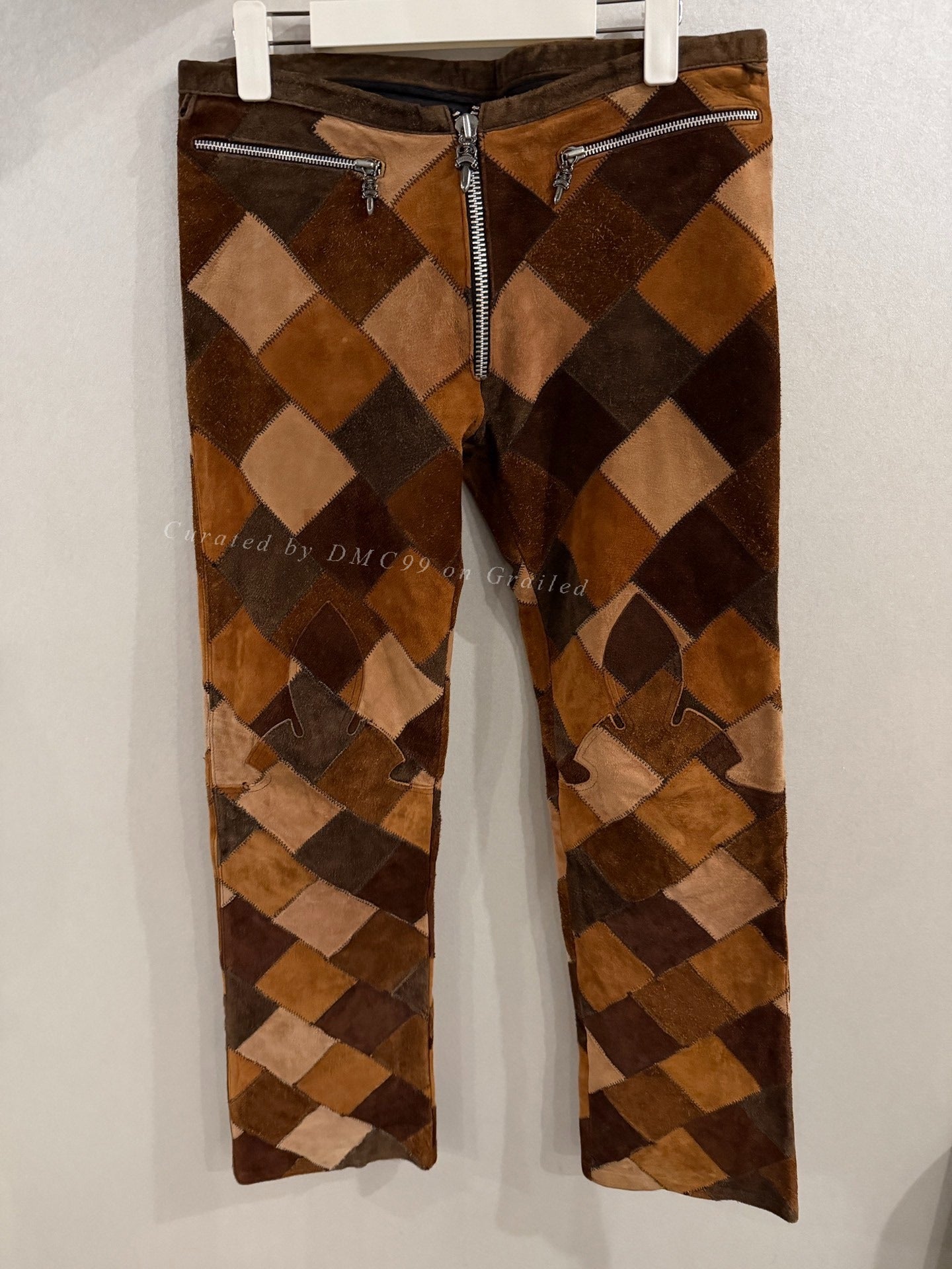 Chrome Hearts Brown Flame Leather Pants