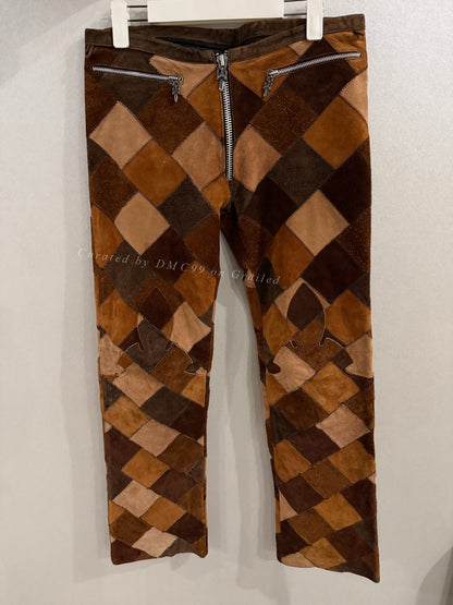 Chrome Hearts Brown Flame Leather Pants