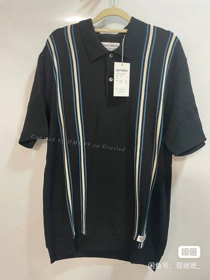 WACKO MARIA Striped Jacquard Knit Polo
