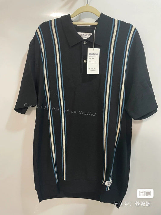 WACKO MARIA Striped Jacquard Knit Polo