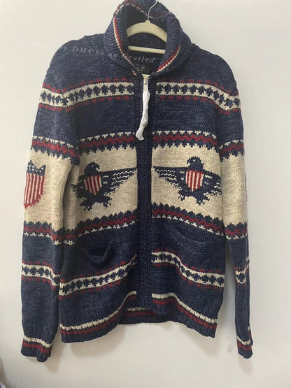 RRL Logo Cotton-Blend Full-Zip Cardigan