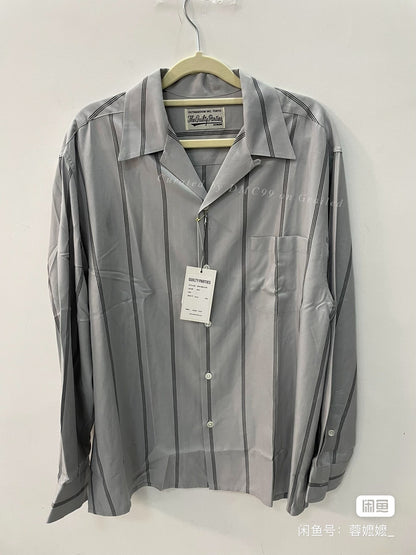 WACKO MARIA 23AW Striped Open Collar Shirt