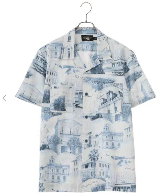 RRL Men's Printed Casual Short-Sleeve Shirt