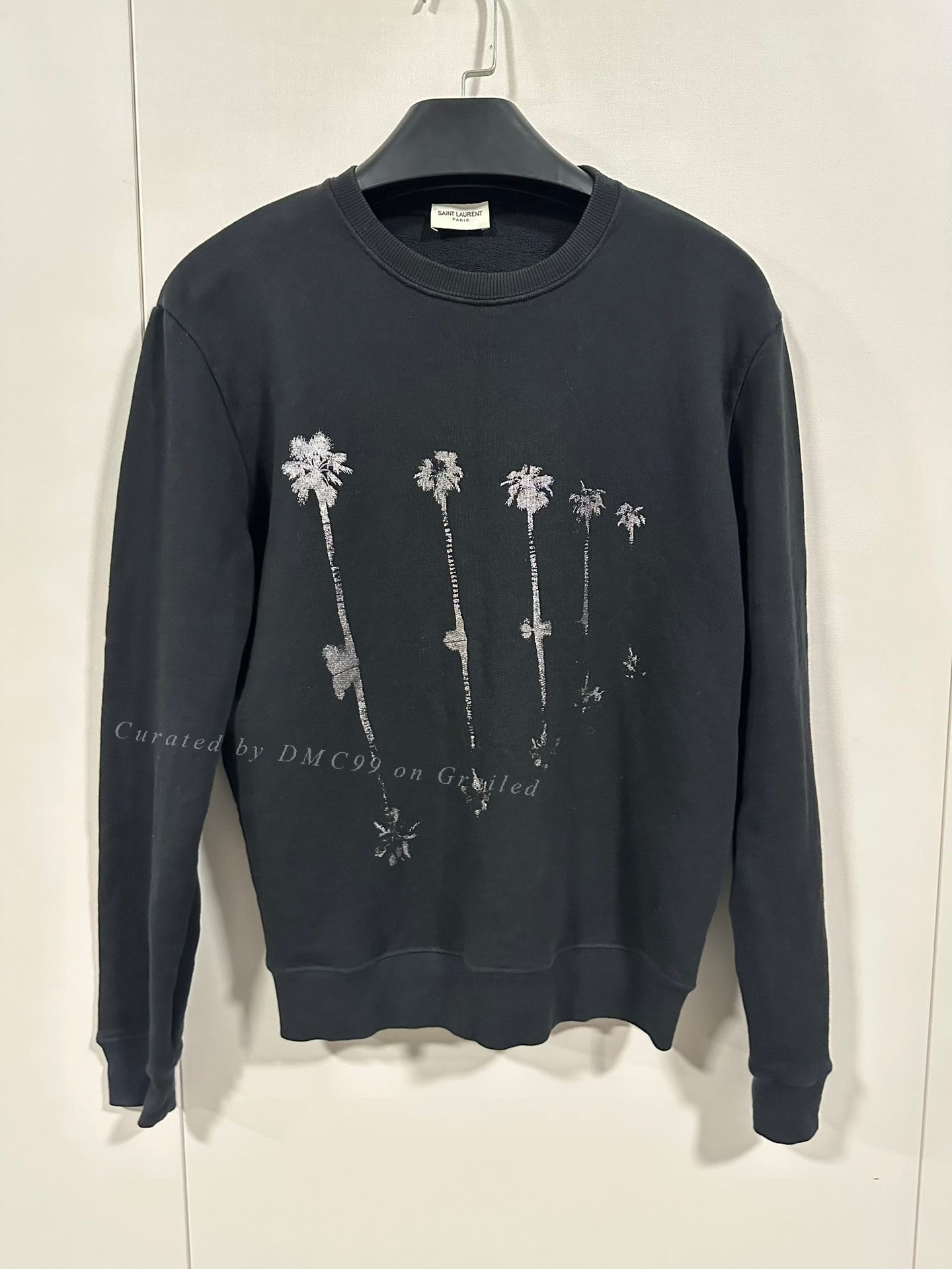 Saint Laurent SS19 Black Palm Print Hoodie