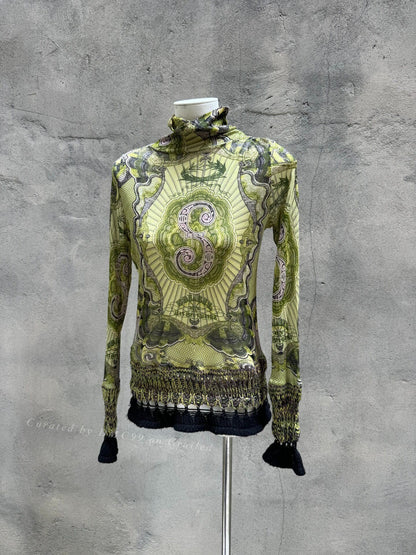 Jean Paul Gaultier Green Dragon Mesh Shirt