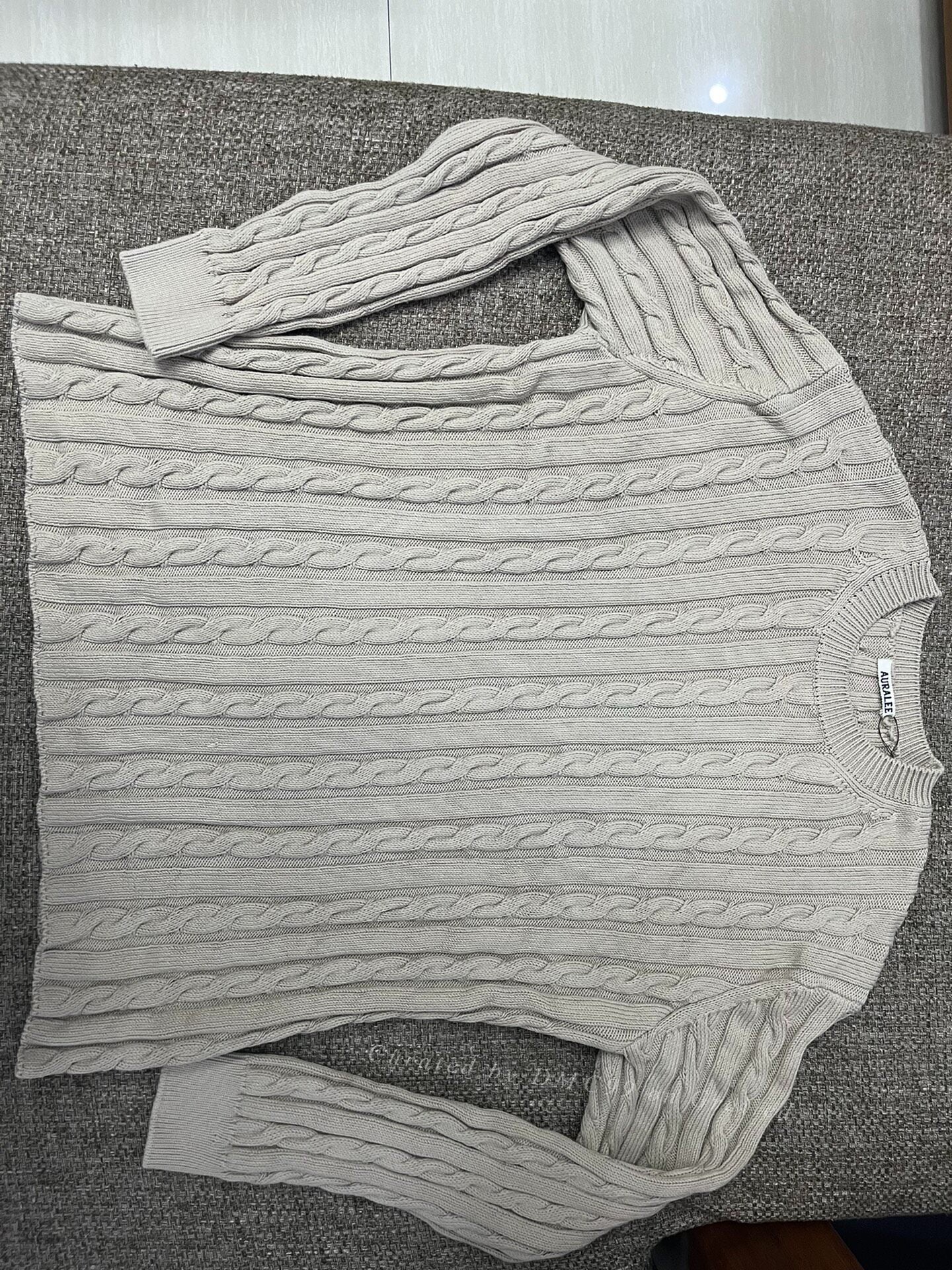 Auralee College Cable Knit Sweater