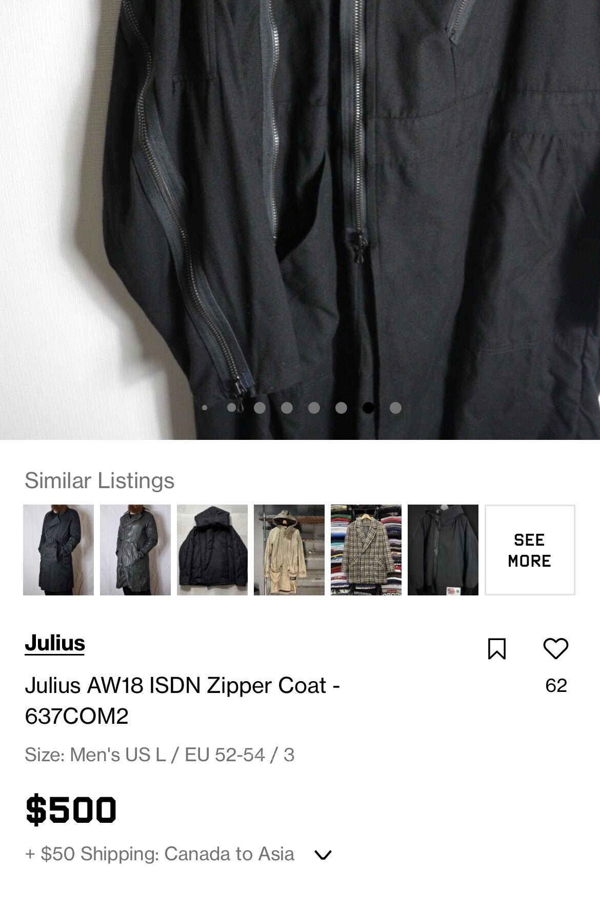 Julius 18AW Multi-Zip Long Coat
