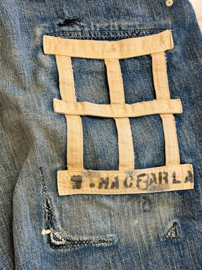 KAPITAL Washed BORO Splatter Drawstring Denim Shorts