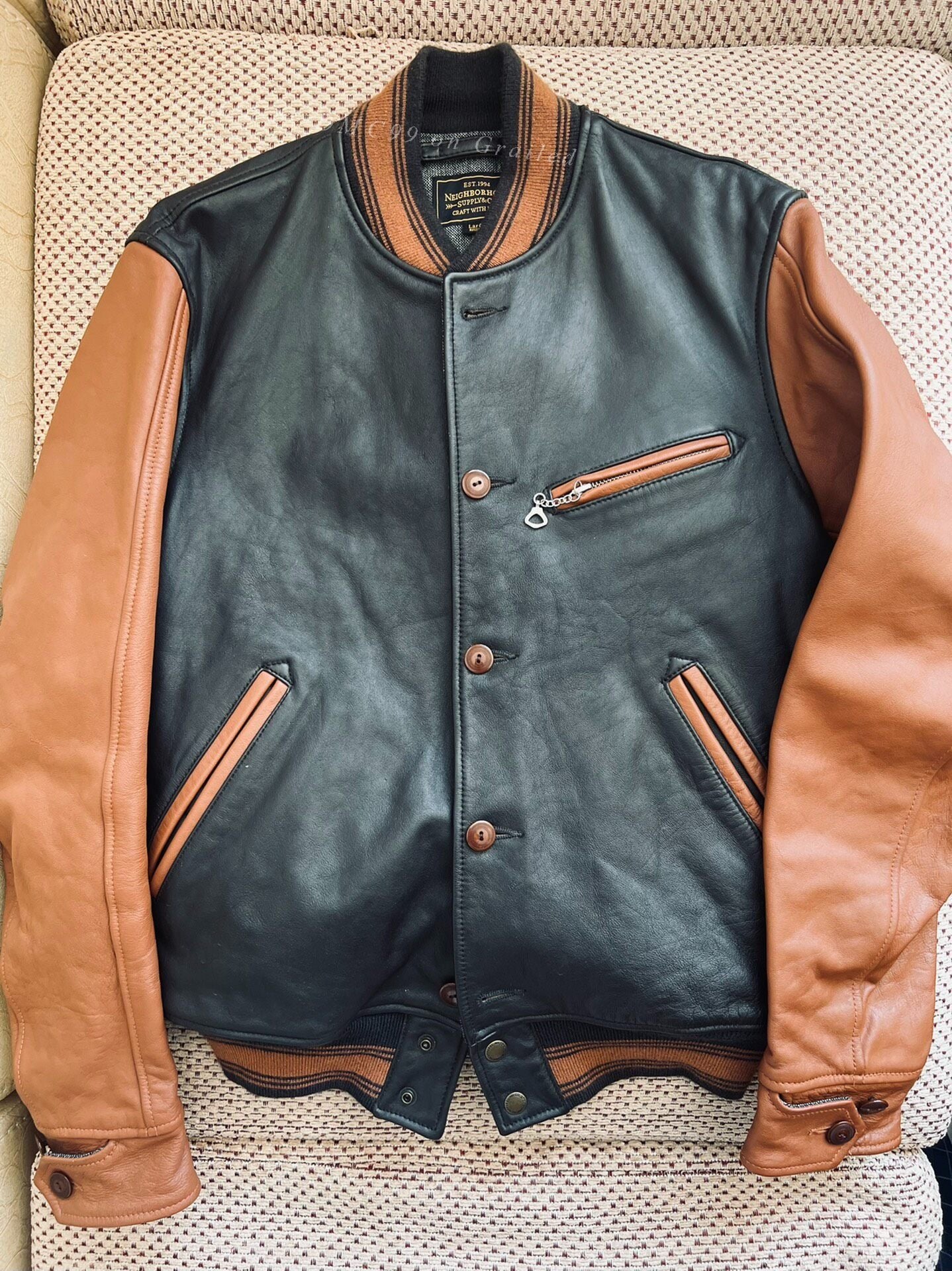 NEIGHBORHOOD Leather Baseball Jacket