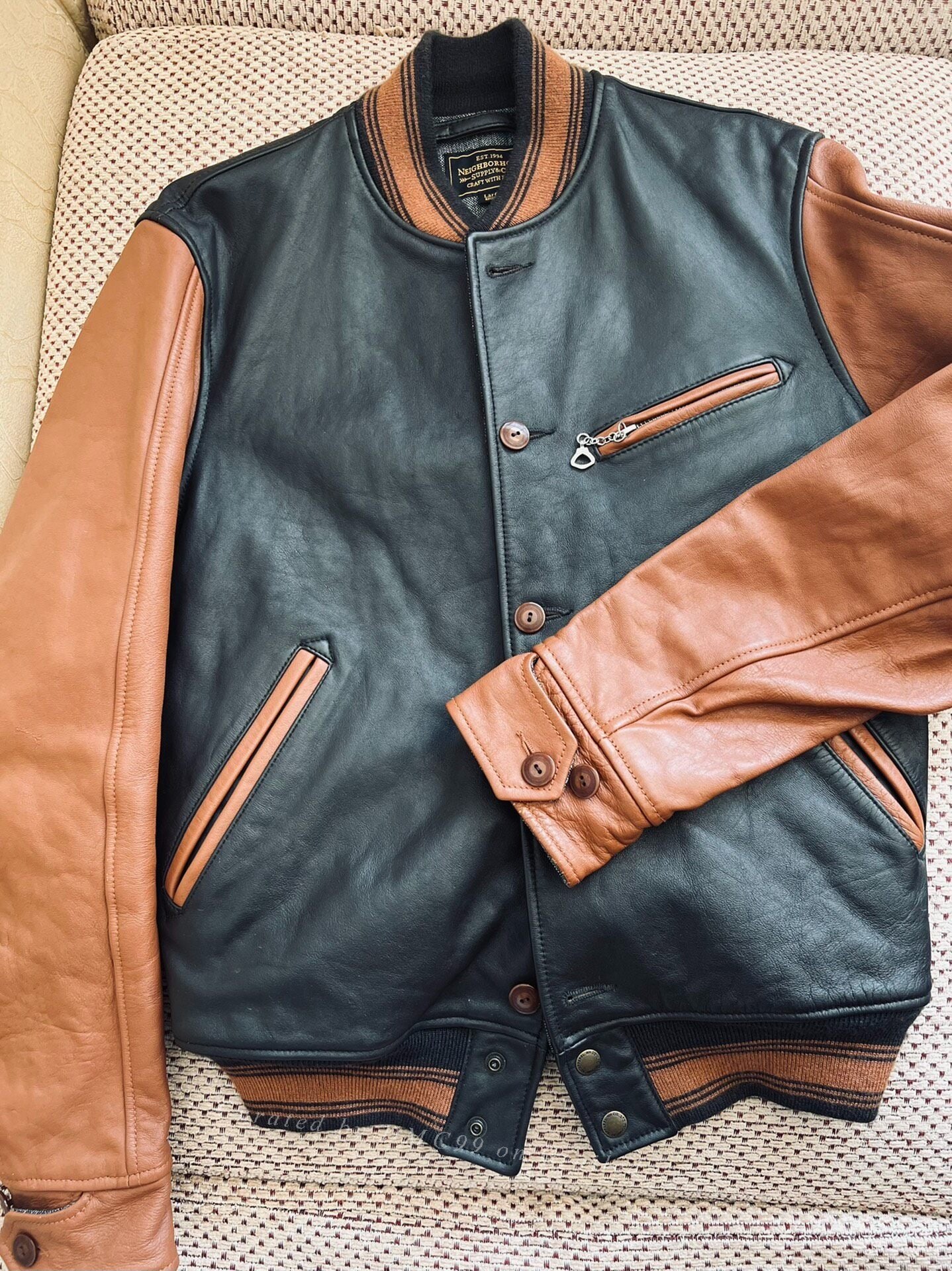 NEIGHBORHOOD Leather Baseball Jacket