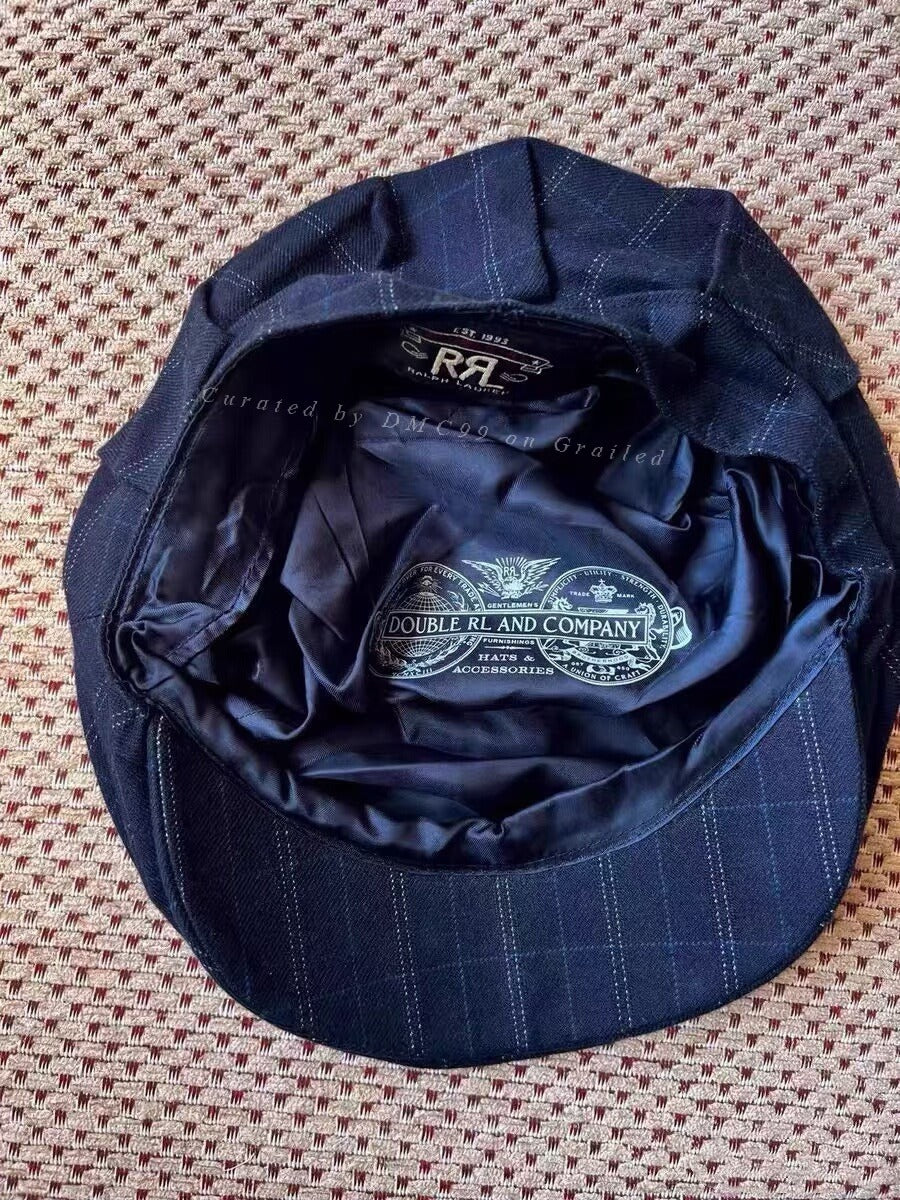 RRL Blue Plaid Newsboy Cap