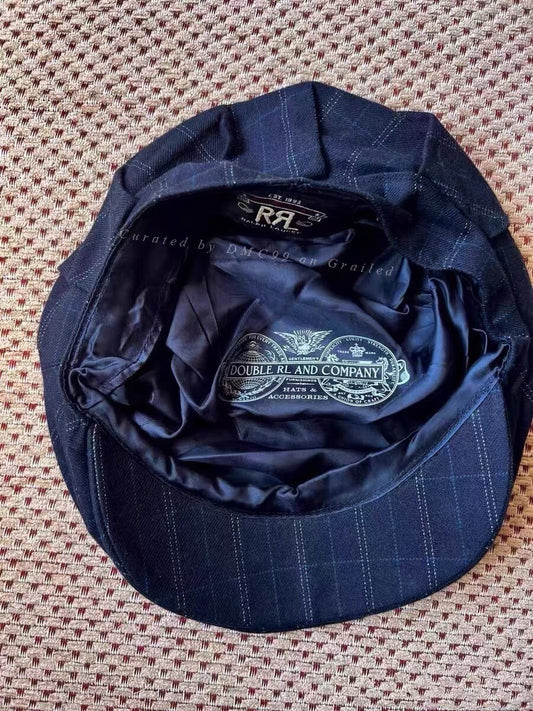 RRL Blue Plaid Newsboy Cap