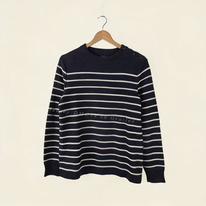 RRL Navy White Stripe Knit Sweater