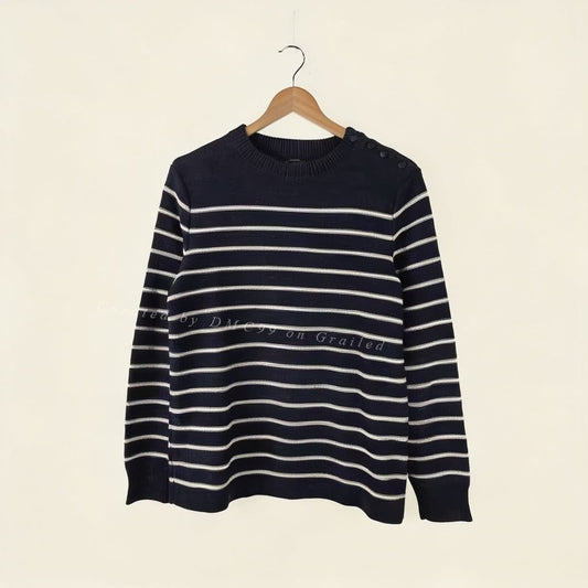 RRL Navy White Stripe Knit Sweater