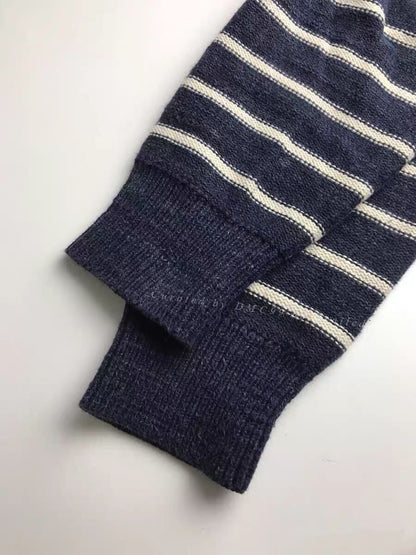RRL Navy White Stripe Knit Sweater
