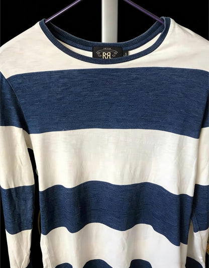 RRL Indigo Wide Stripe T-Shirt