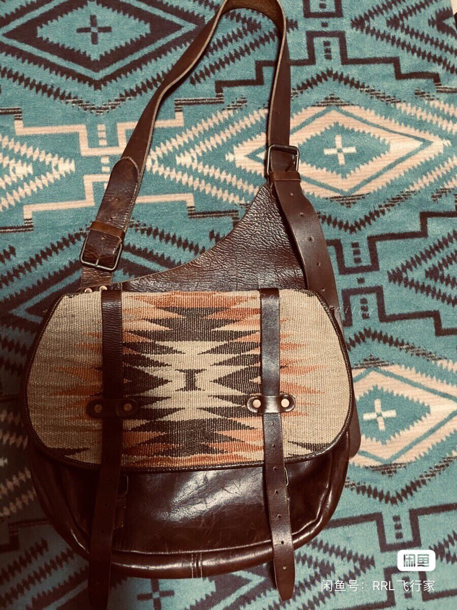 RRL Navajo Style Leather Messenger Bag