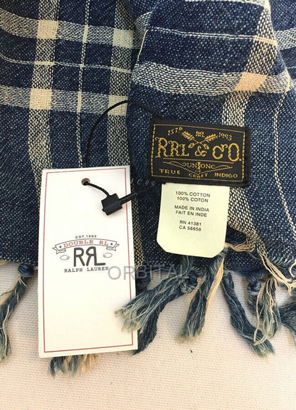 RRL Blue Check Cotton Scarf