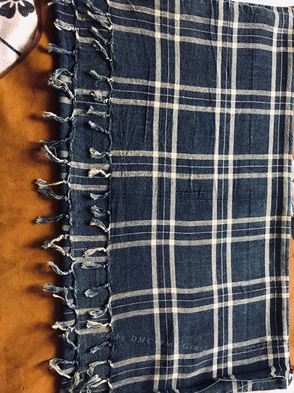 RRL Blue Check Cotton Scarf
