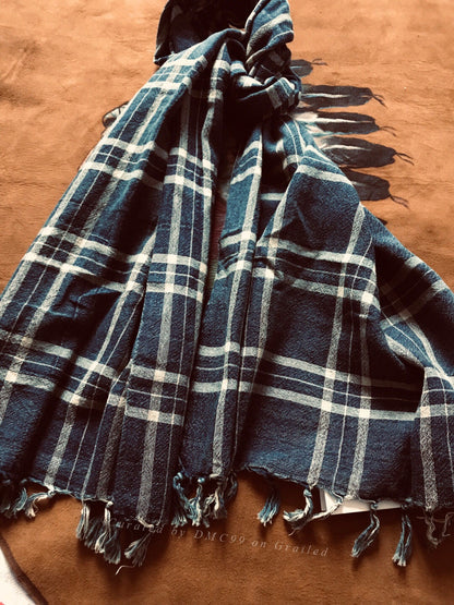 RRL Blue Check Cotton Scarf
