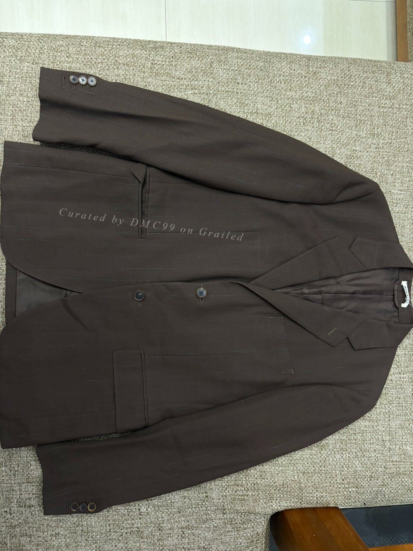 Auralee Strong Twisted Wool Pinstripe Suit