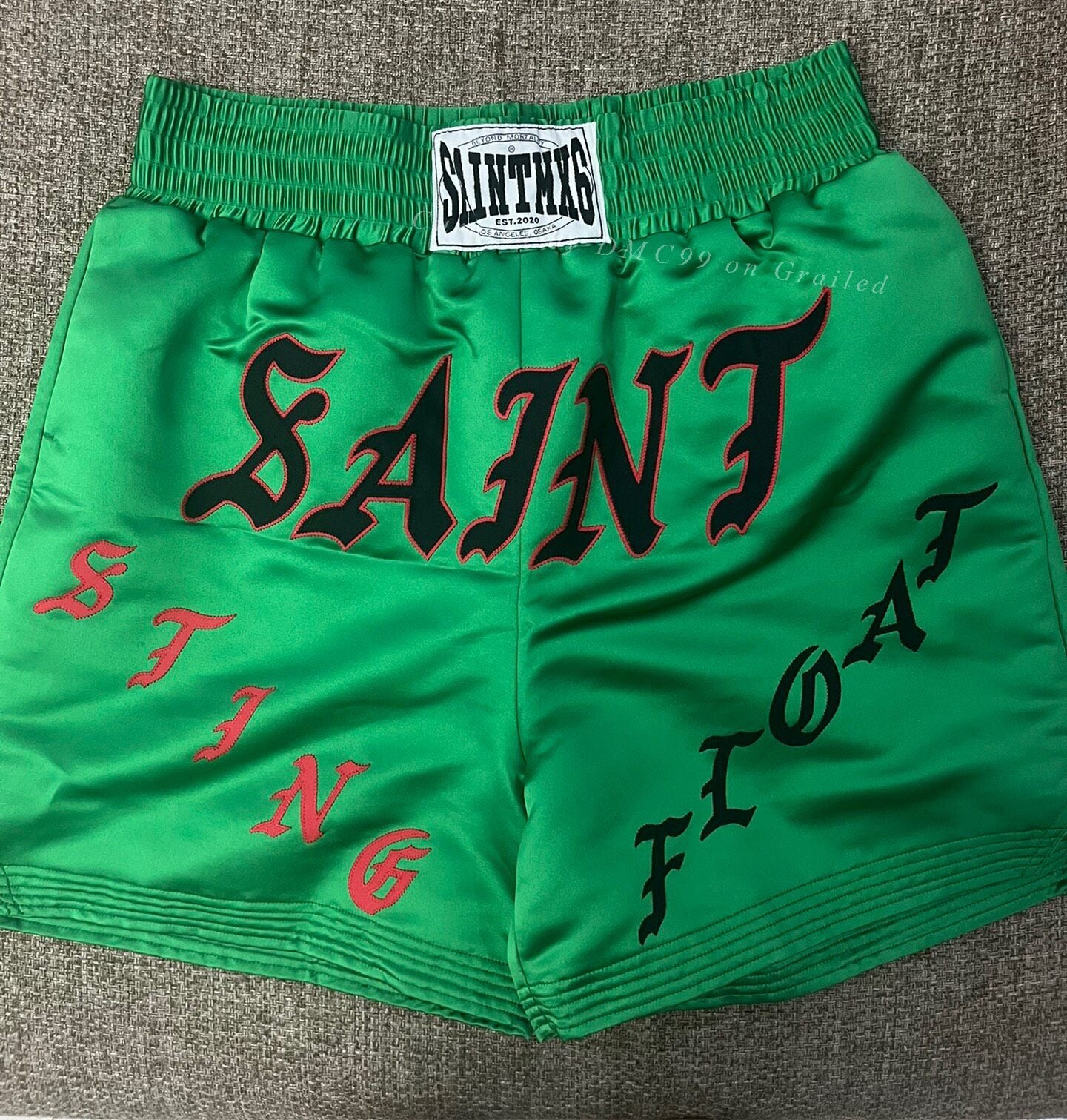 Saint Michael Embroidered Silk Boxing Shorts