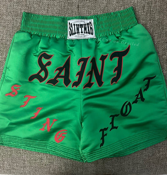 Saint Michael Embroidered Silk Boxing Shorts