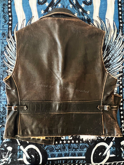 RRL Three-Star Tea Core Leather Vest